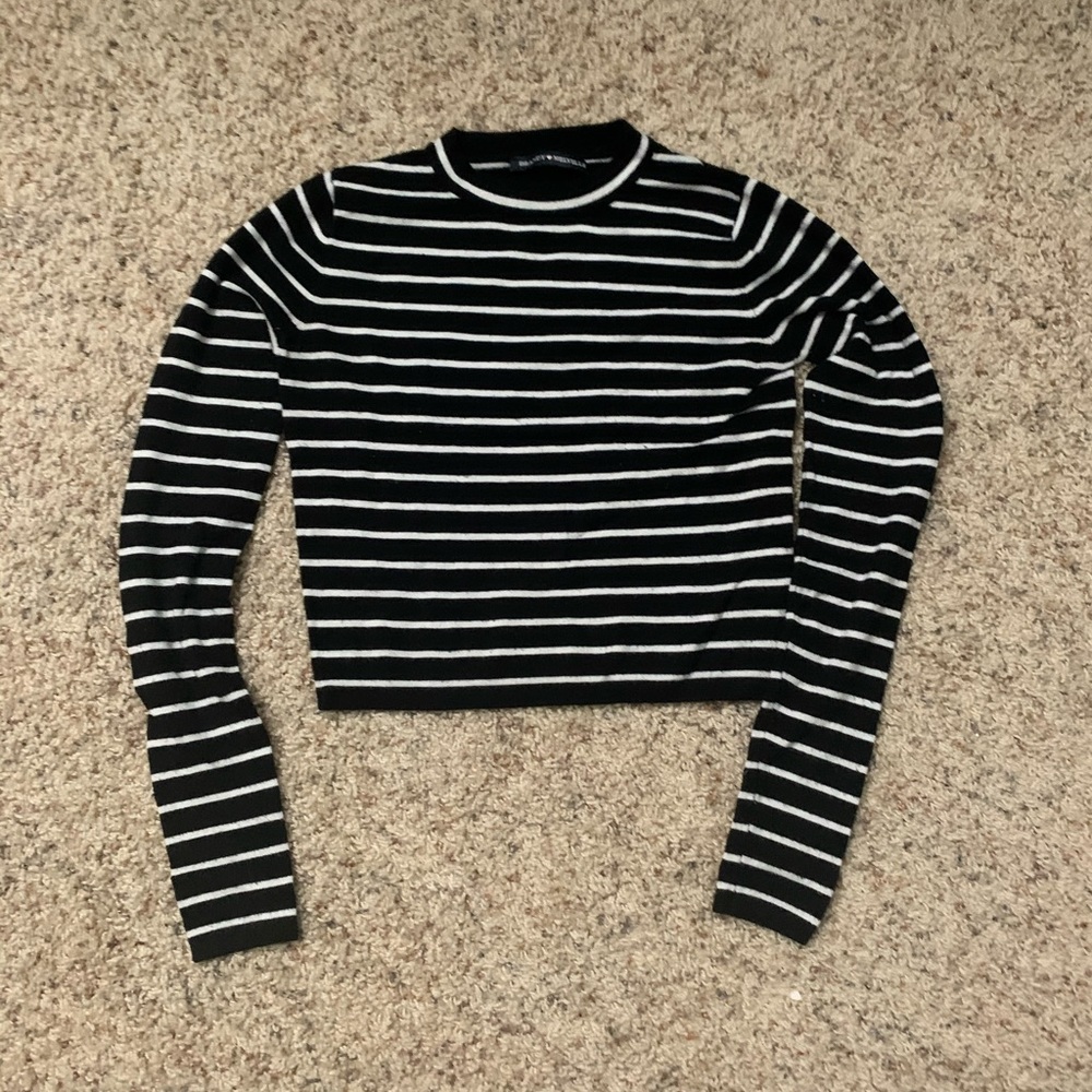 Brandy Melville Cropped Striped Long Sleeve